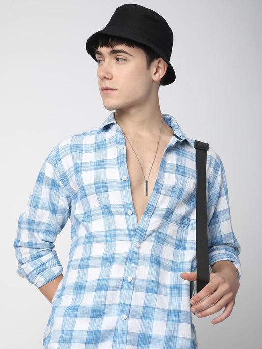 Suave Blue & White Box Checks Shirt