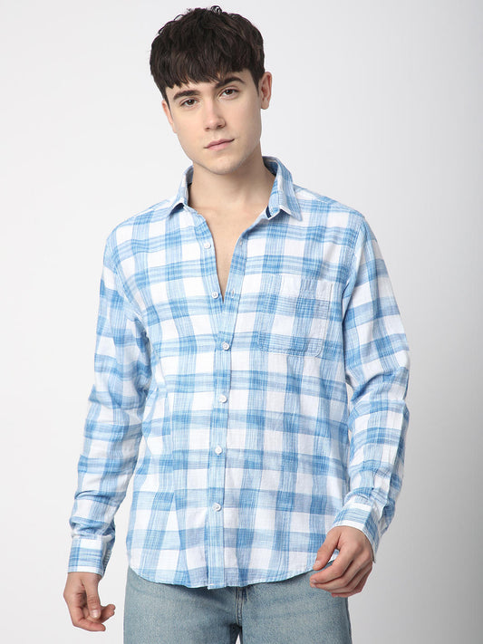 Suave Blue & White Box Checks Shirt