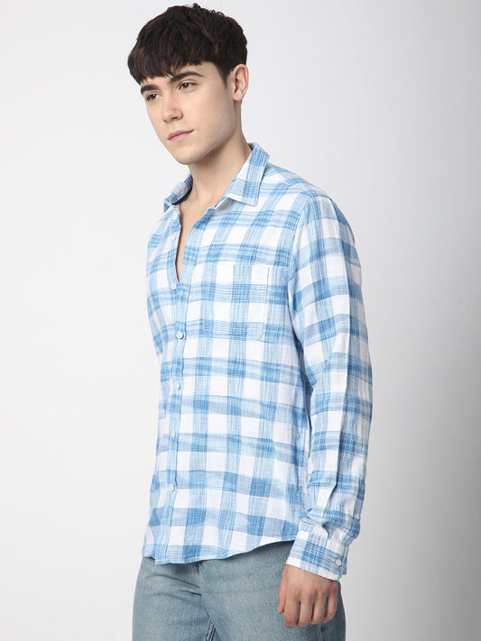 Suave Blue & White Box Checks Shirt