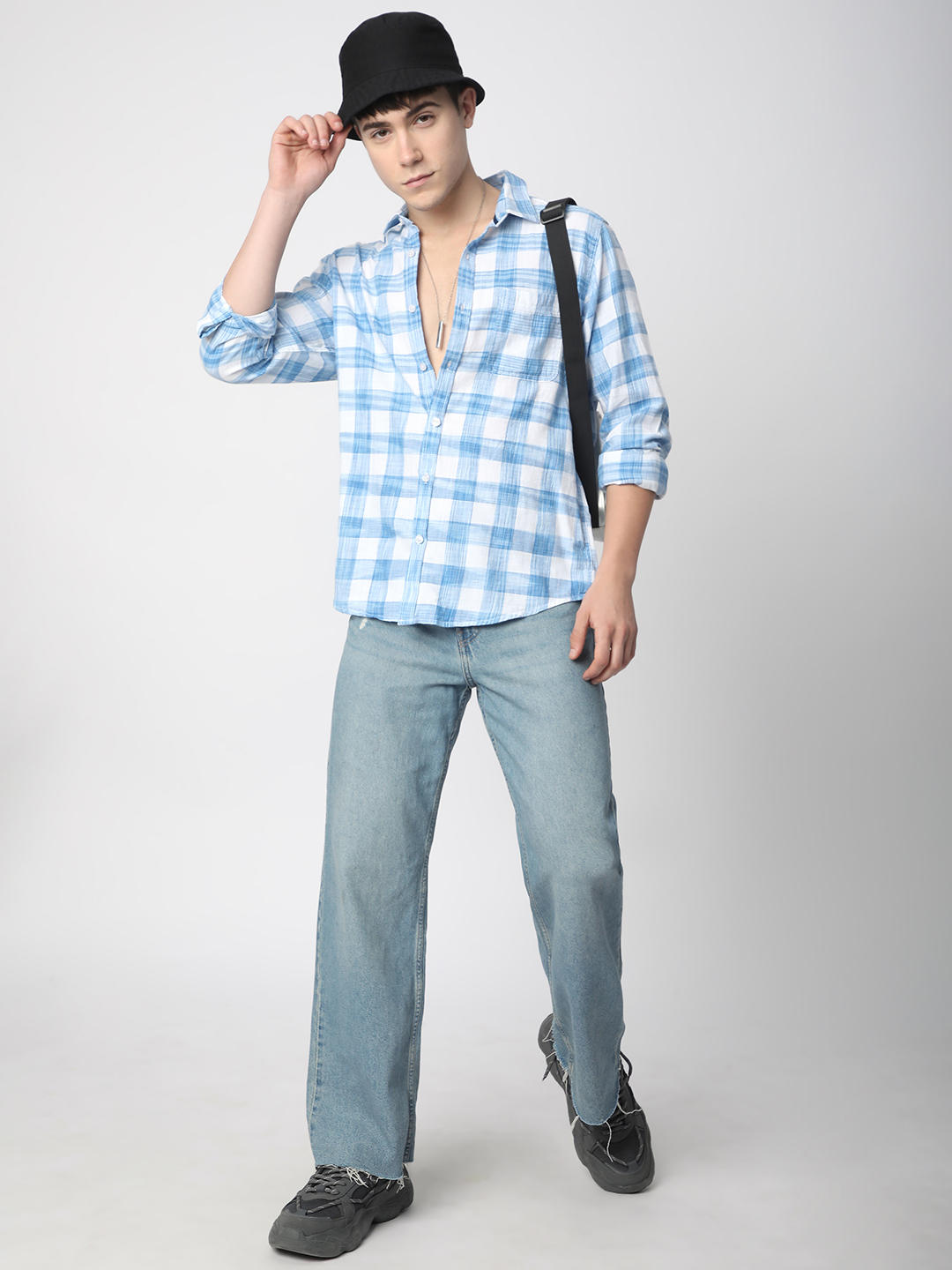 Suave Blue & White Box Checks Shirt
