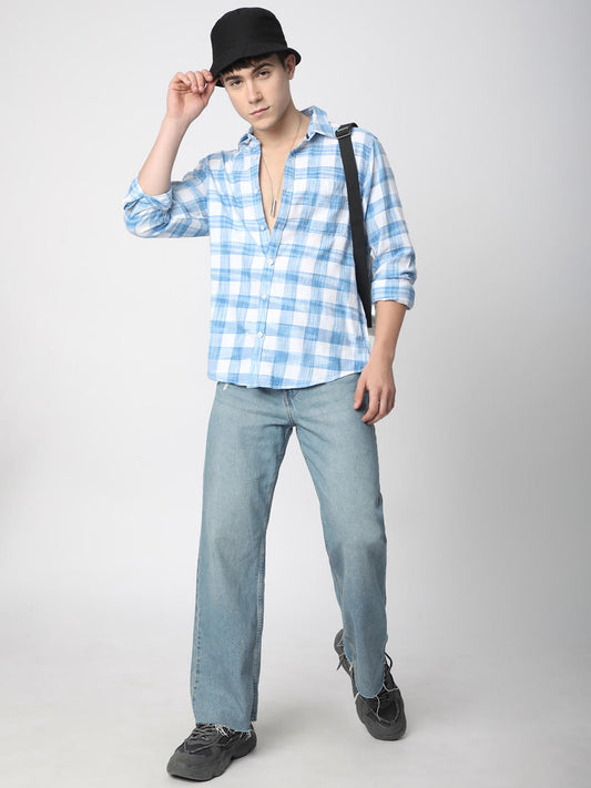 Suave Blue & White Box Checks Shirt
