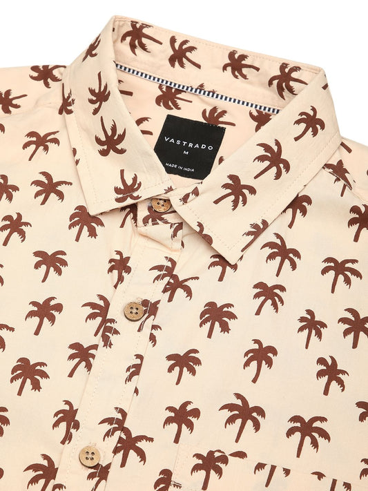 Peach Palm Tree Printed Shirt