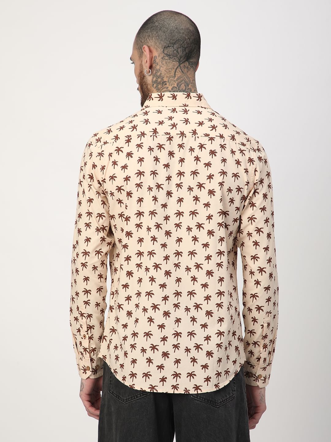 Peach Palm Tree Printed Shirt