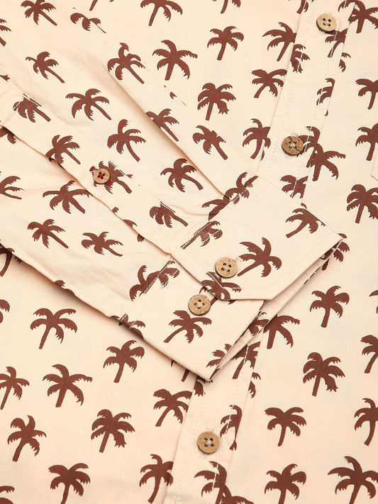 Peach Palm Tree Printed Shirt