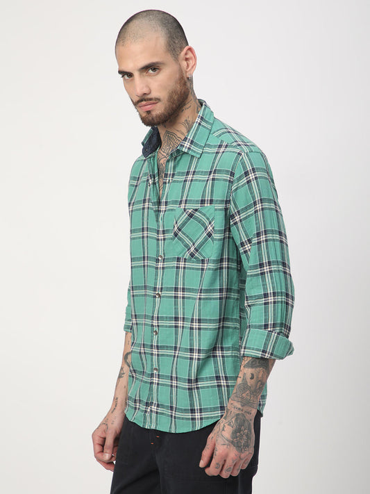 Green Tartan Checked Shirt