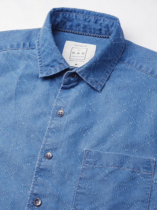 Schmick Lozenge Laser Cut Denim Shirt