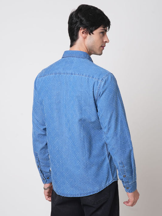 Schmick Lozenge Laser Cut Denim Shirt