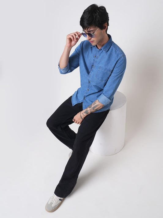 Schmick Lozenge Laser Cut Denim Shirt