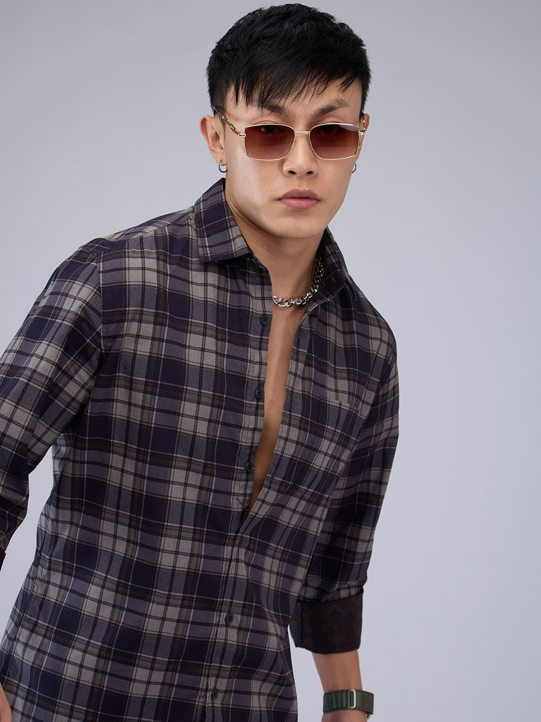 Premium Cotton Brown Checked Shirt