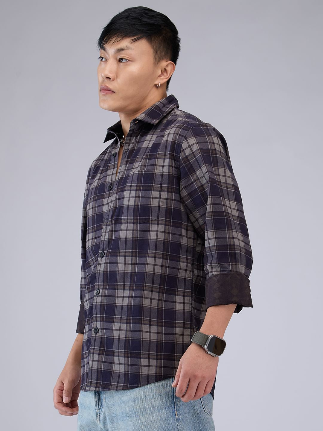 Premium Cotton Brown Checked Shirt