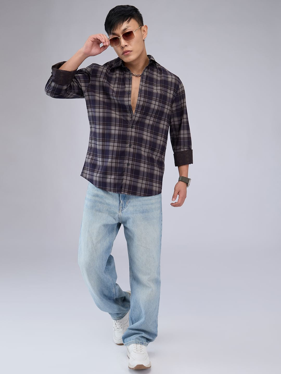 Premium Cotton Brown Checked Shirt
