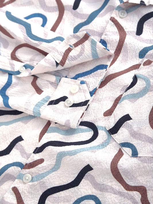Multicolour Abstract Printed Creased Shirt