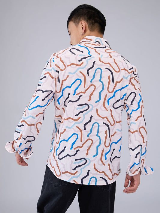 Multicolour Abstract Printed Creased Shirt