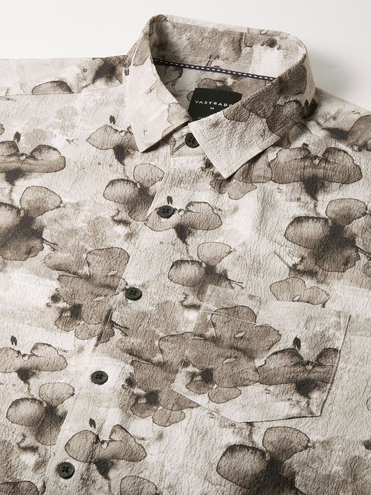 Artistic Multi Floral Gouache Creased Shirt
