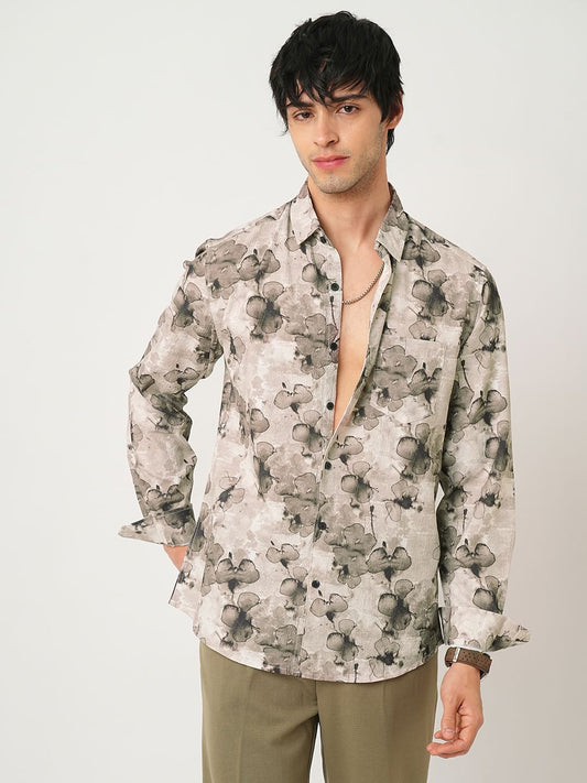 Artistic Multi Floral Gouache Creased Shirt
