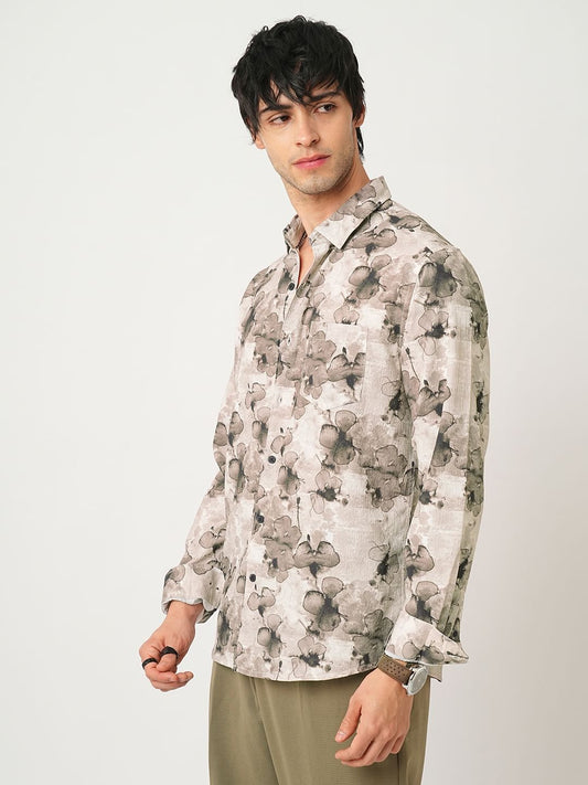 Artistic Multi Floral Gouache Creased Shirt