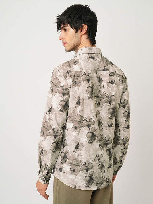Artistic Multi Floral Gouache Creased Shirt