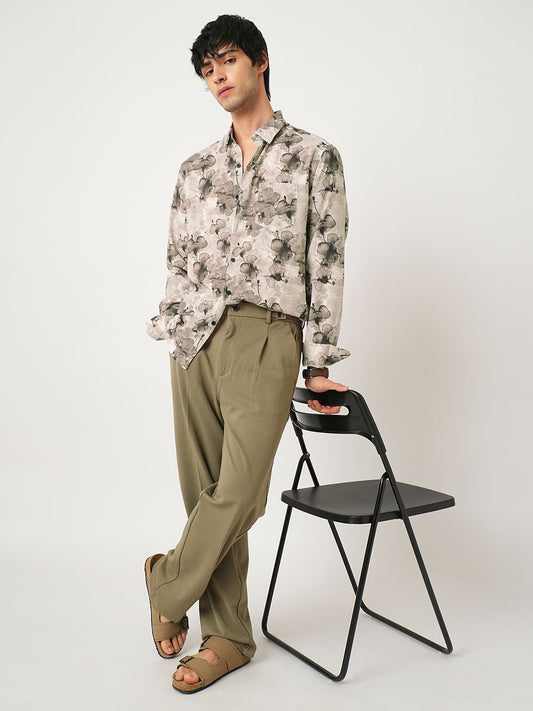 Artistic Multi Floral Gouache Creased Shirt