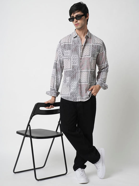 Multicolour Paisley Printed Crushed Shirt