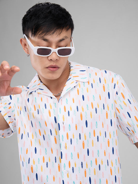 Multicolour Abstract Printed Oversized Shirt