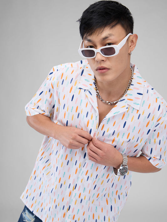 Multicolour Abstract Printed Oversized Shirt