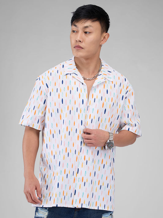 Multicolour Abstract Printed Oversized Shirt