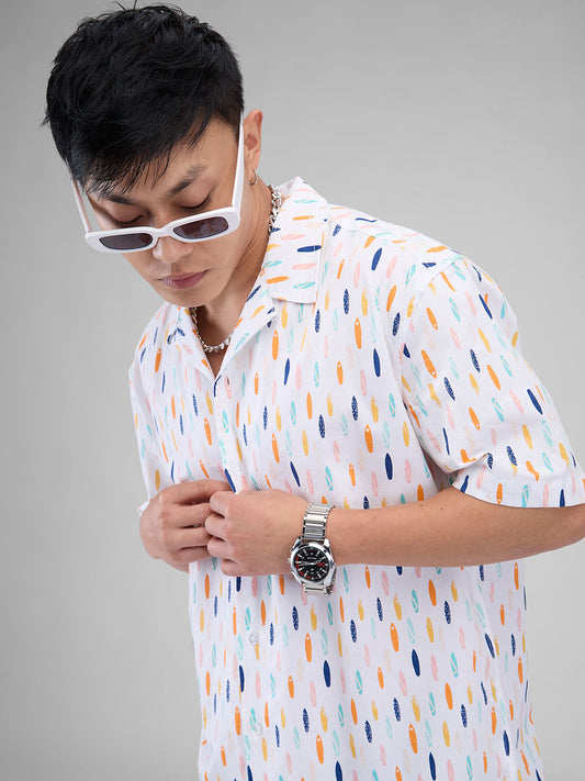 Multicolour Abstract Printed Oversized Shirt