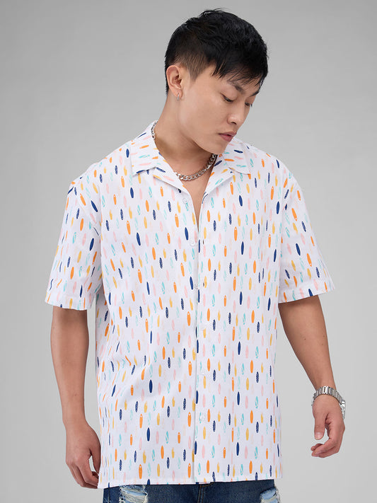 Multicolour Abstract Printed Oversized Shirt
