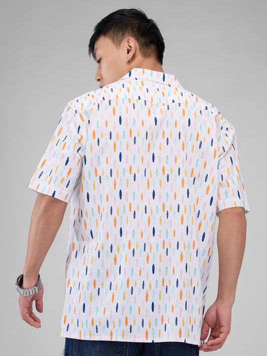 Multicolour Abstract Printed Oversized Shirt