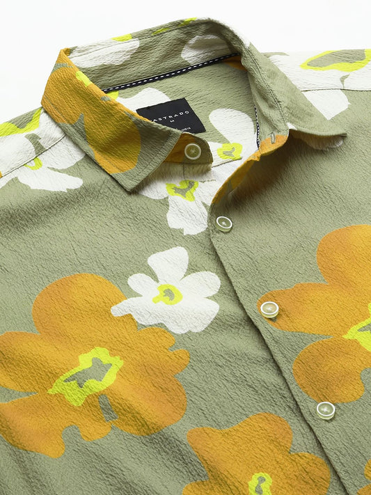 Exquisite Multicolour Floral Printed Creased Shirt