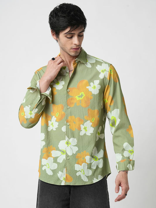Exquisite Multicolour Floral Printed Creased Shirt