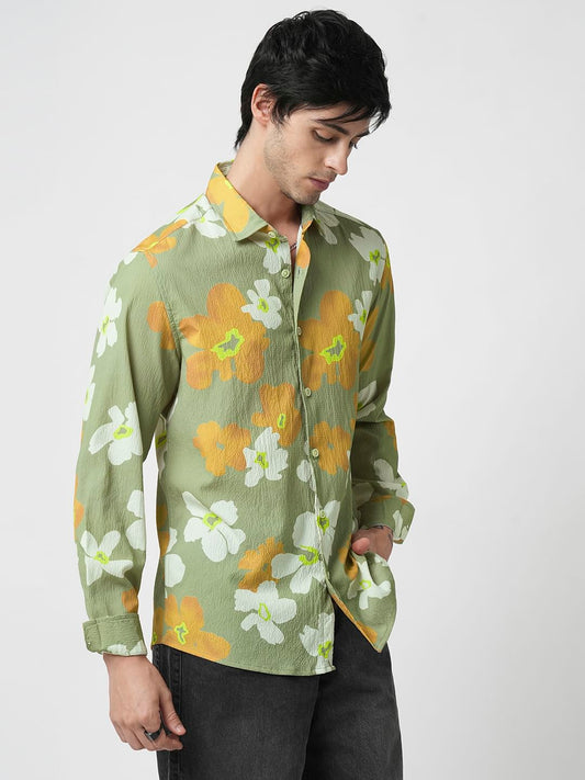 Exquisite Multicolour Floral Printed Creased Shirt