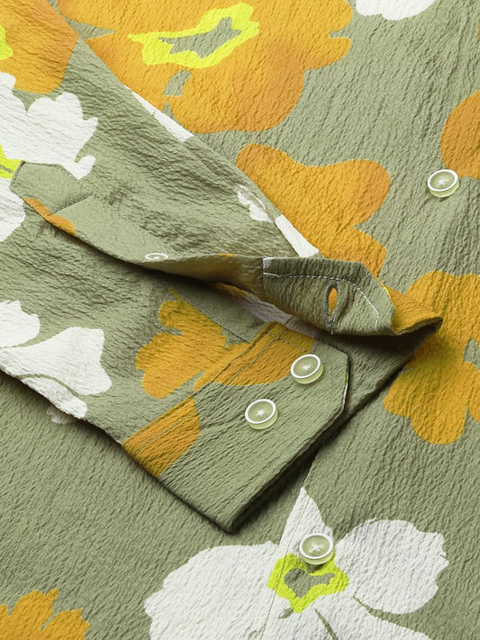 Exquisite Multicolour Floral Printed Creased Shirt