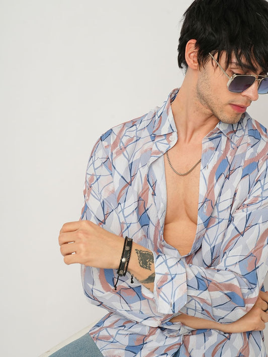 Voguish Abstract Printed Crushed Shirt