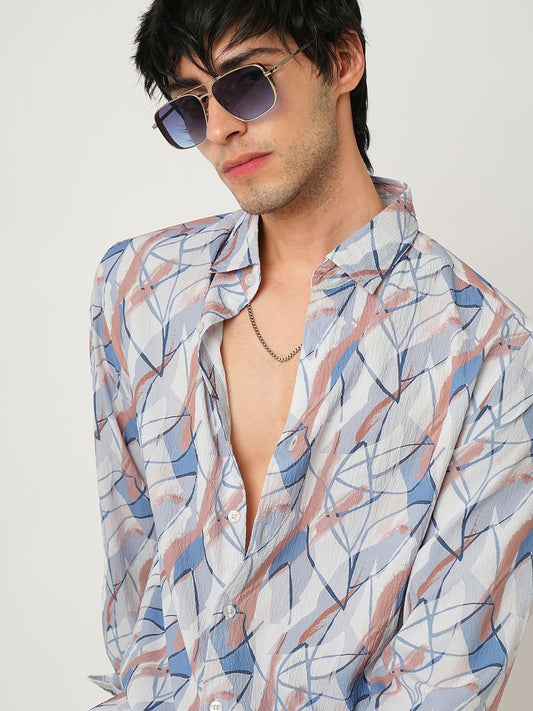 Voguish Abstract Printed Crushed Shirt