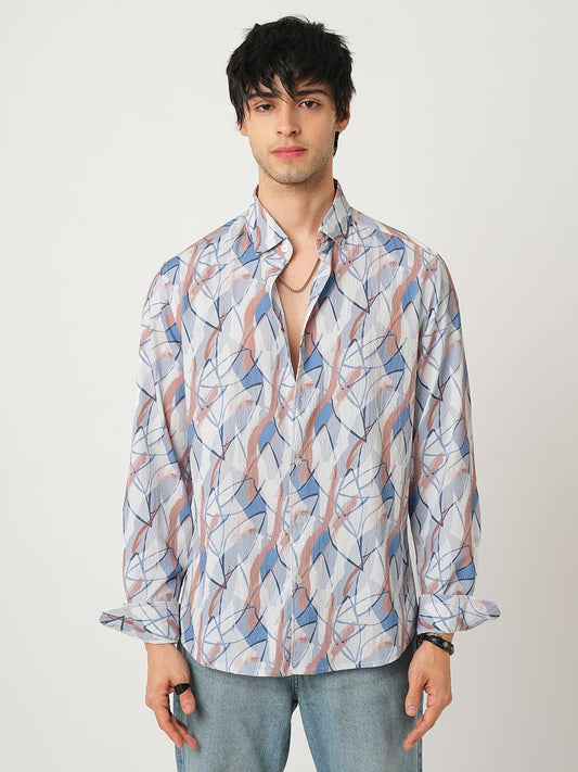 Voguish Abstract Printed Crushed Shirt