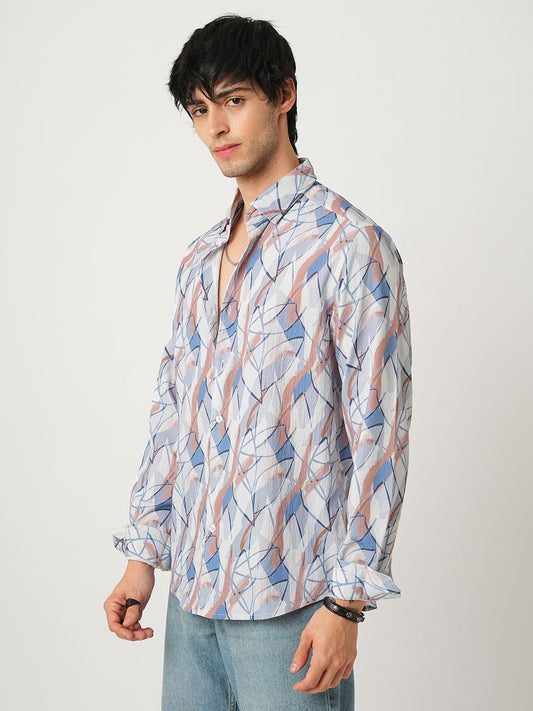 Voguish Abstract Printed Crushed Shirt