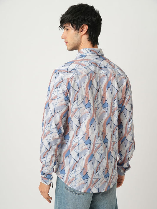 Voguish Abstract Printed Crushed Shirt
