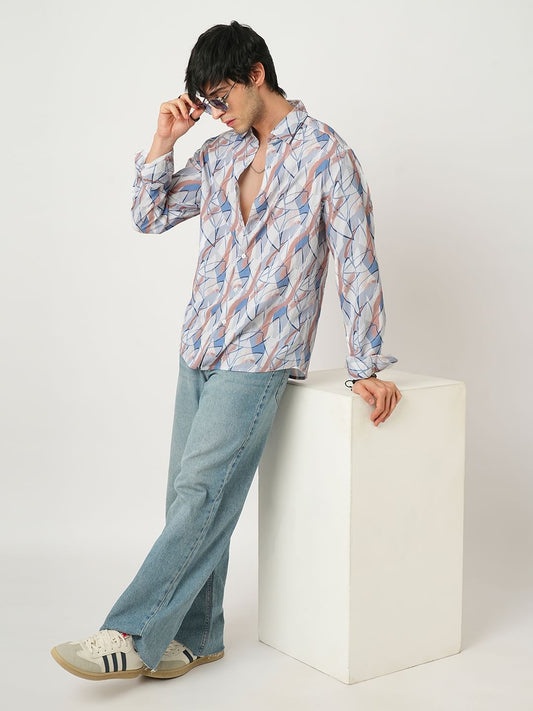 Voguish Abstract Printed Crushed Shirt