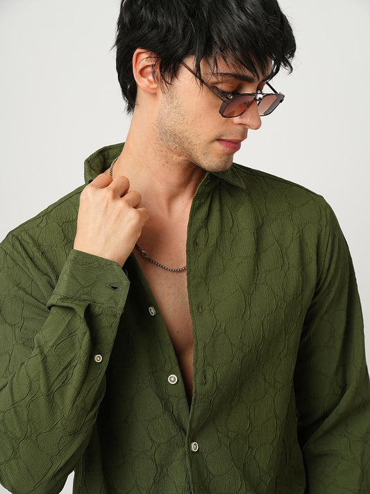 Olive Stone Textured Shirt