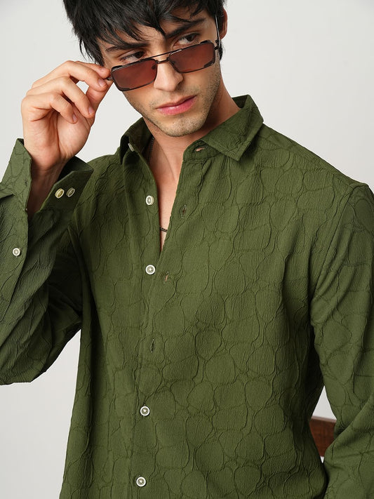 Olive Stone Textured Shirt