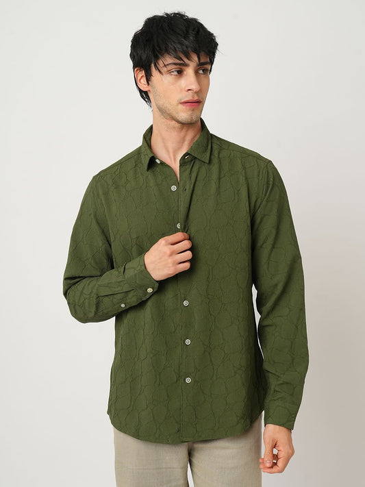 Olive Stone Textured Shirt