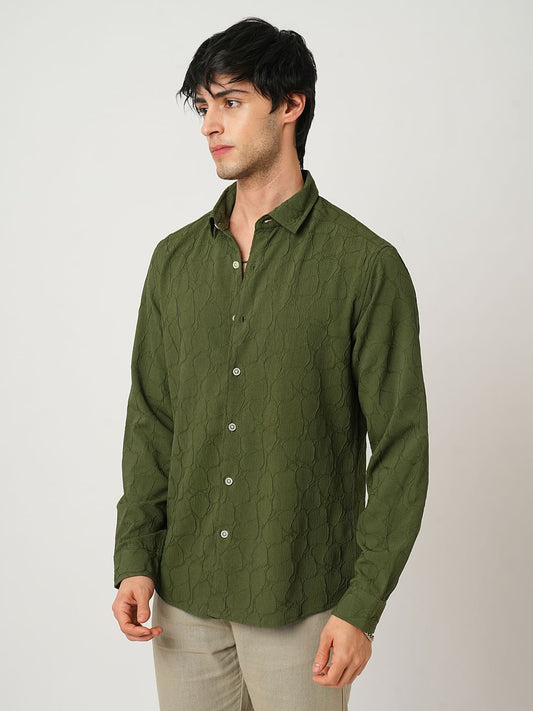 Olive Stone Textured Shirt