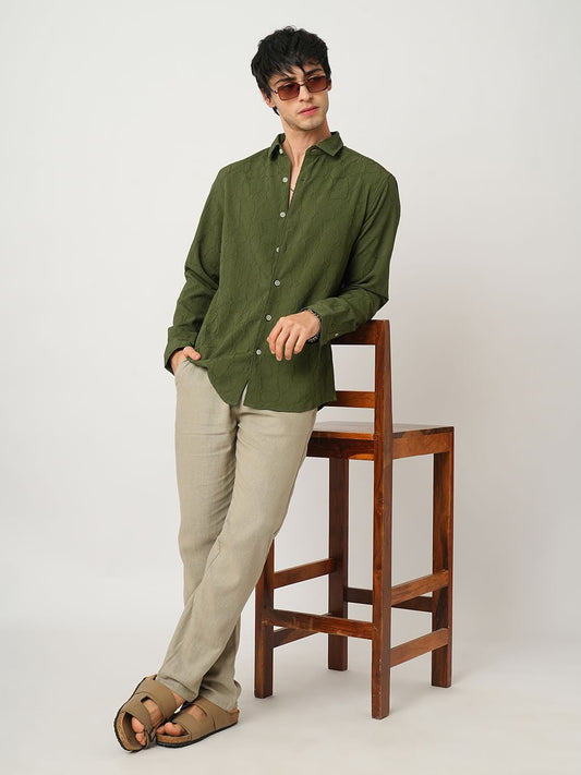 Olive Stone Textured Shirt