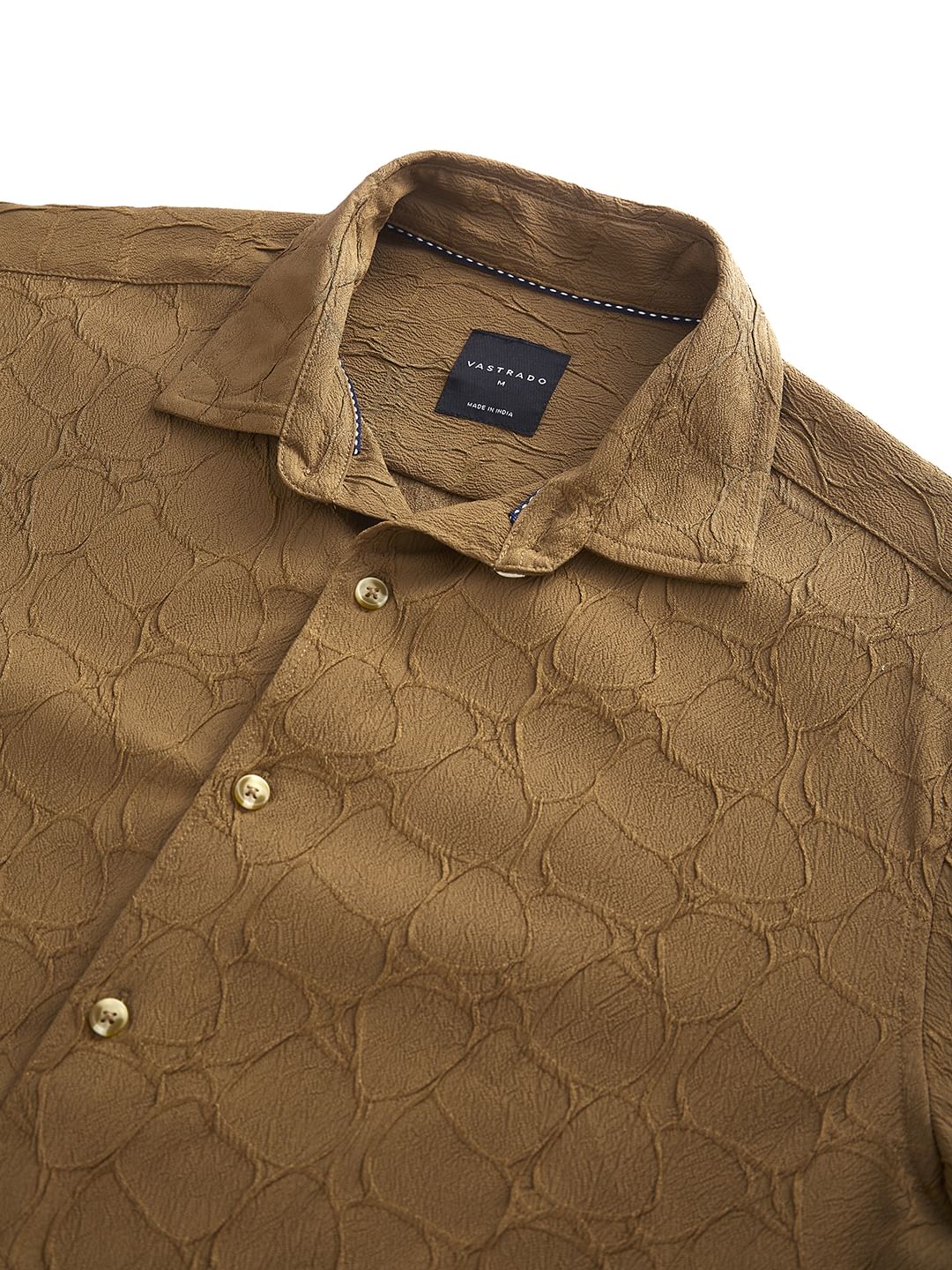 Coffee Brown Crumpled Textured Shirt