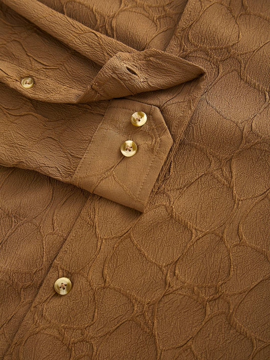 Coffee Brown Crumpled Textured Shirt