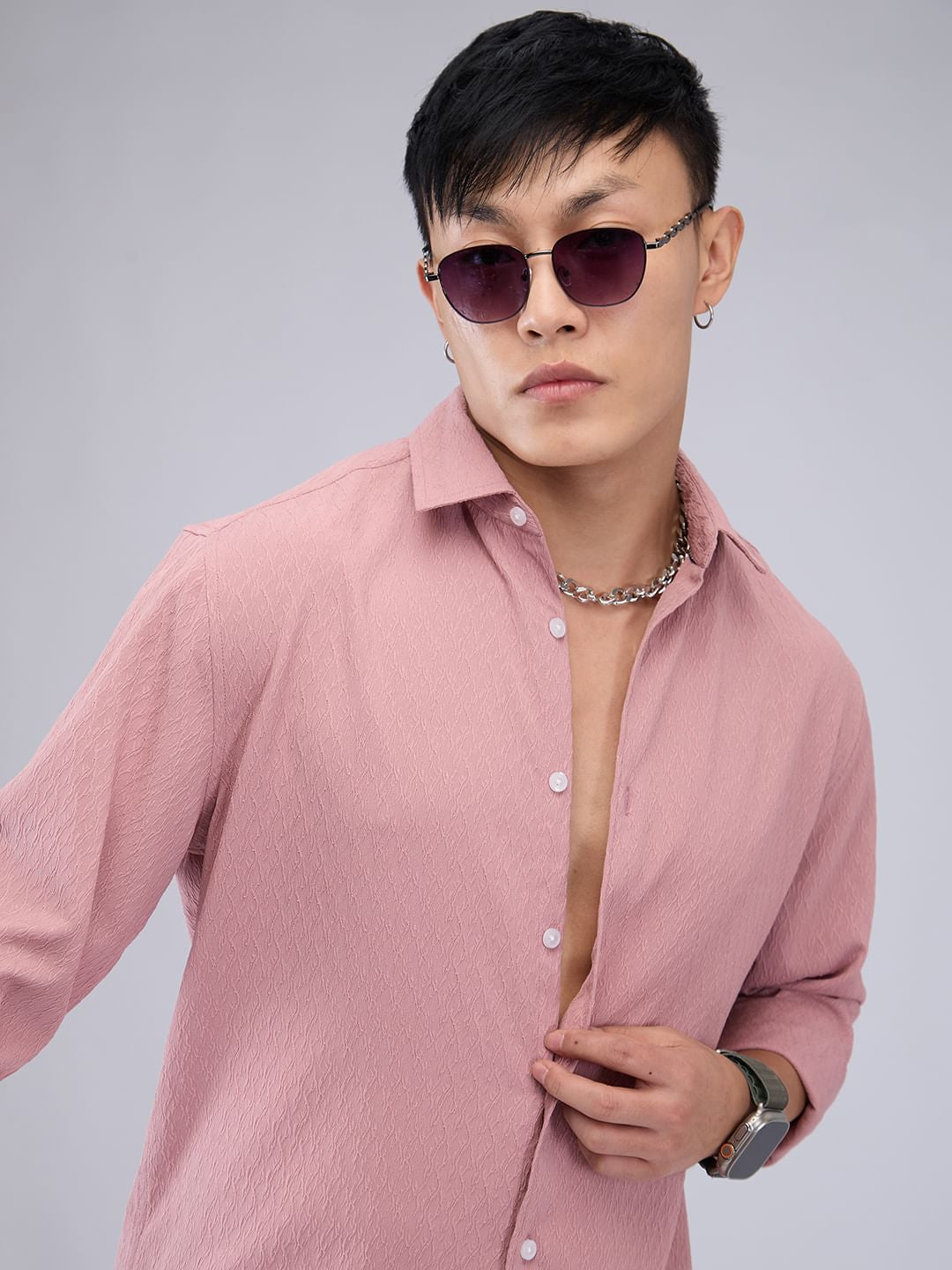 Candy Pink Textured Shirt