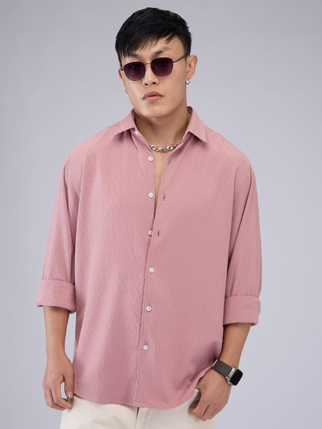 Candy Pink Textured Shirt