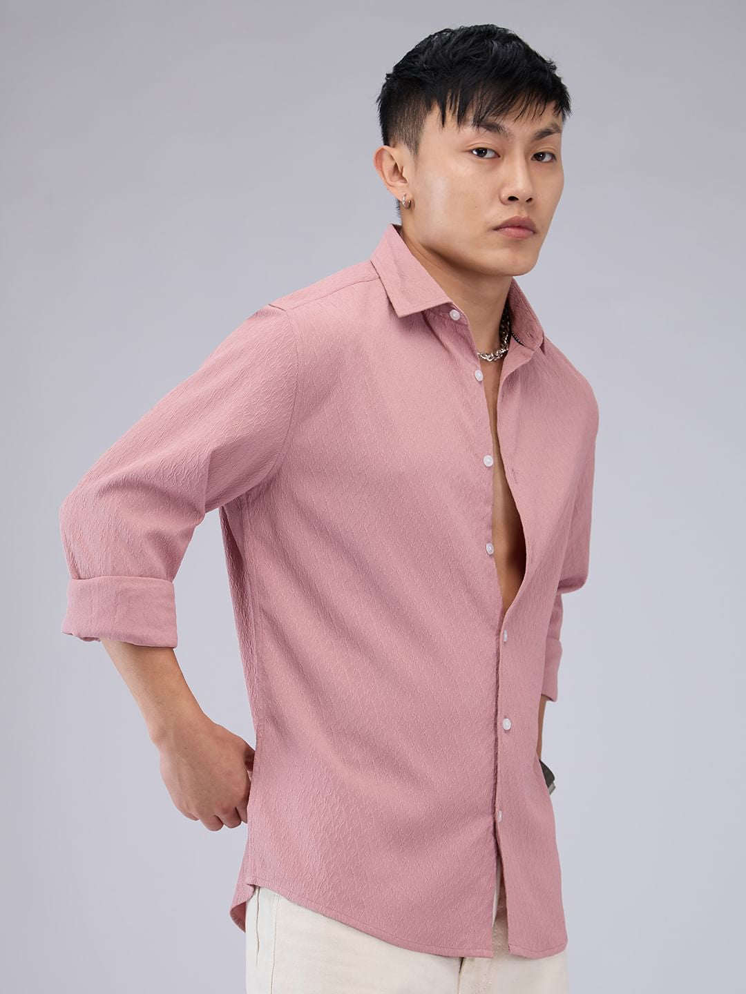 Candy Pink Textured Shirt