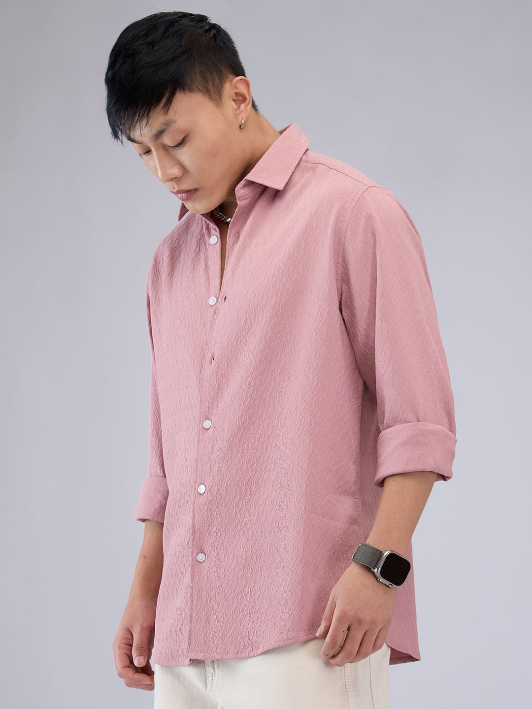 Candy Pink Textured Shirt